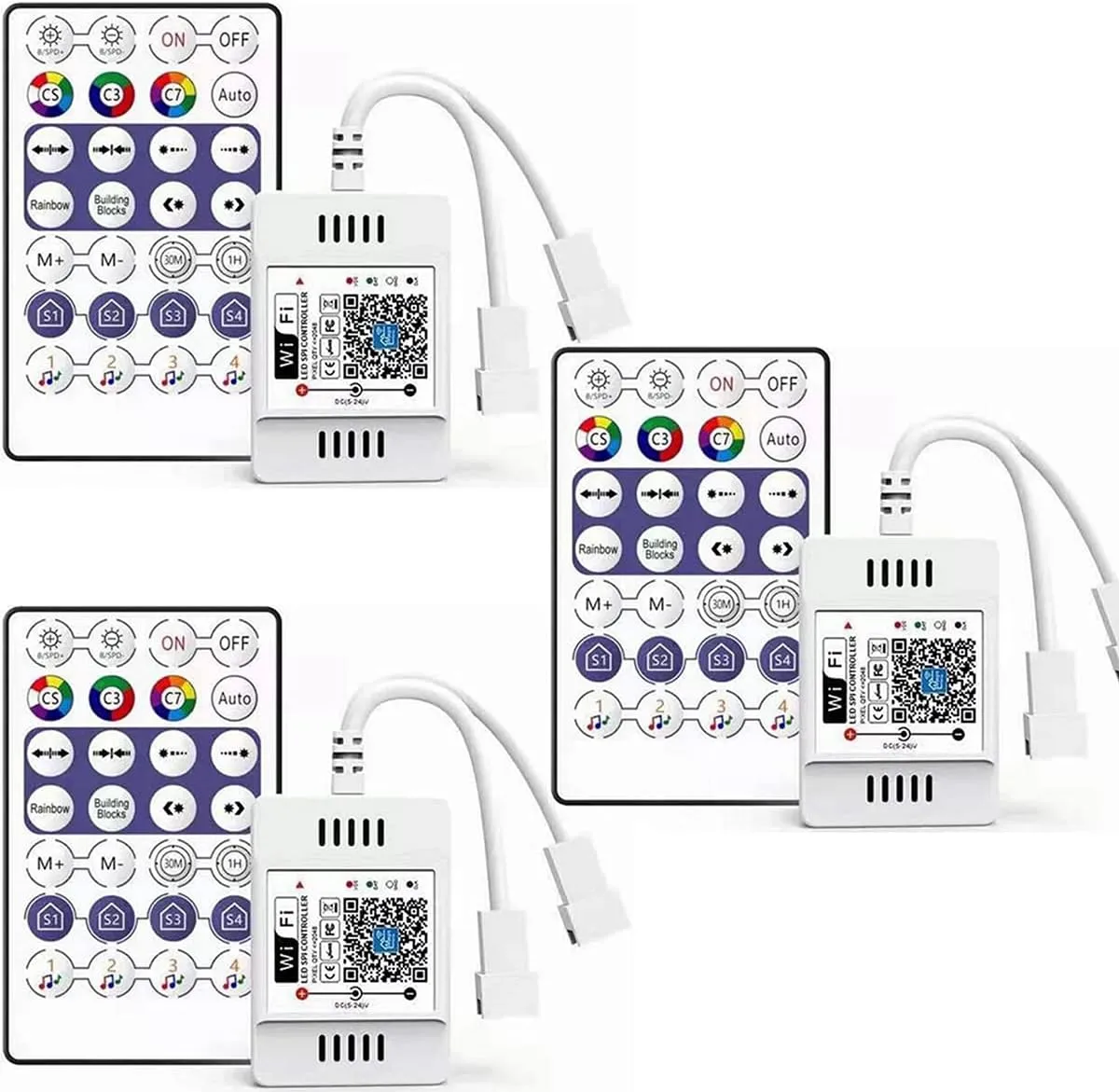 LED Pixel Light WiFi Bluetooth IR Remote Combine Controller for WS2812B WS2811 SK6812 Addressable RGBIC Music Sync App Control Box Programable Strip Rope Matrix Lights (3)