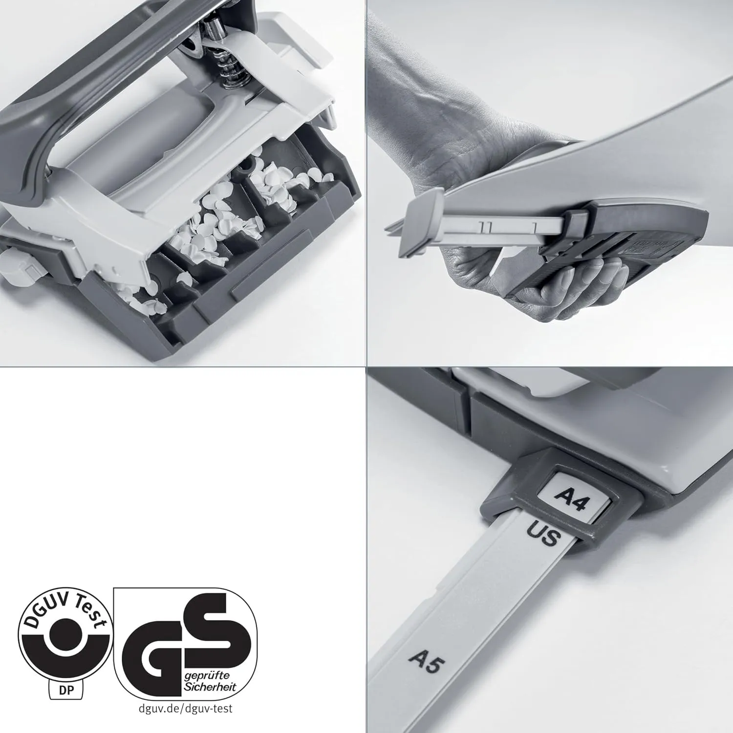 Leitz 50601054 Mini Hole Punch, 10 Sheets, Guide Bar with Format Markings, Metal, WOW Range, Green