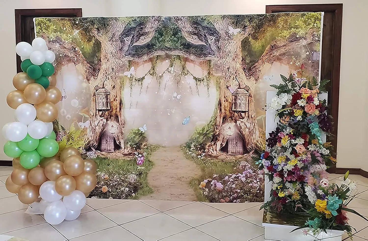 Leowefowa 8x6ft Jungle Forest Backdrops Fairytale Spring Enchanted Forest Dreamland Flowers Butterflies Photography Background for Baby Shower Kids Jungle Safari Birthday Party Photoshoot Studio Props