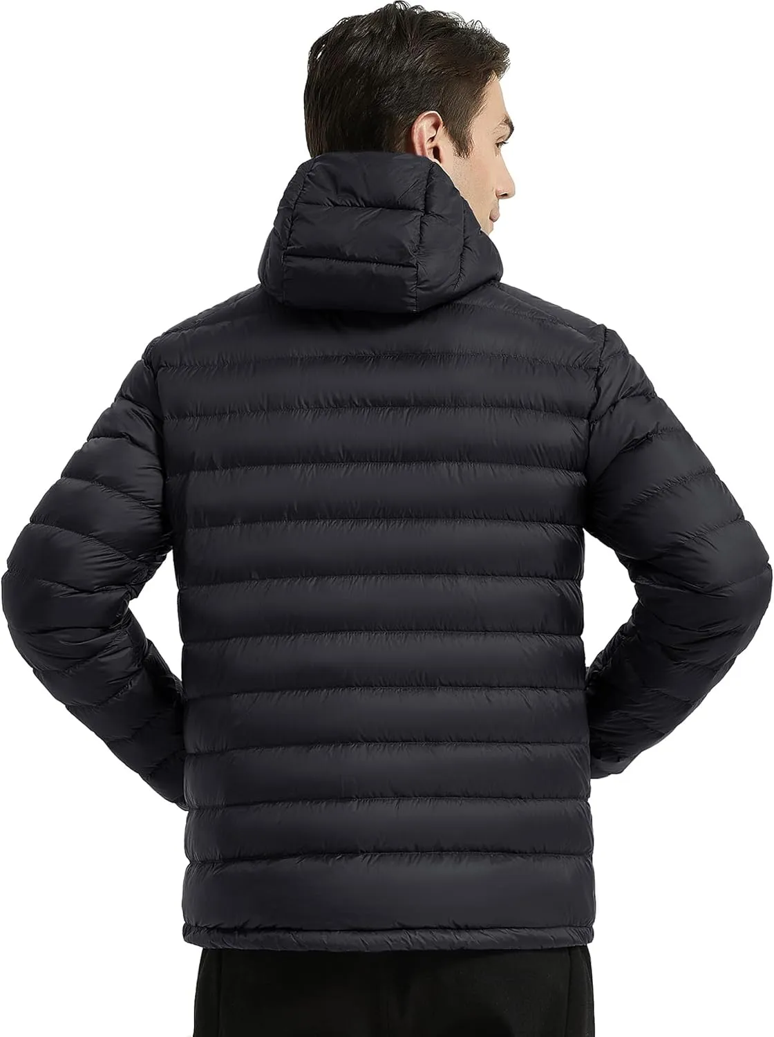 Lesmart Men Down Jacket Puffer Winter Jacket with Hooded Packable Lightweight Windproof Insulated Warm Coat