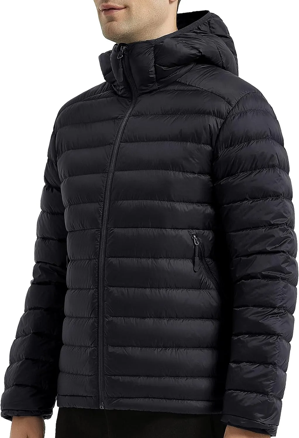 Lesmart Men Down Jacket Puffer Winter Jacket with Hooded Packable Lightweight Windproof Insulated Warm Coat