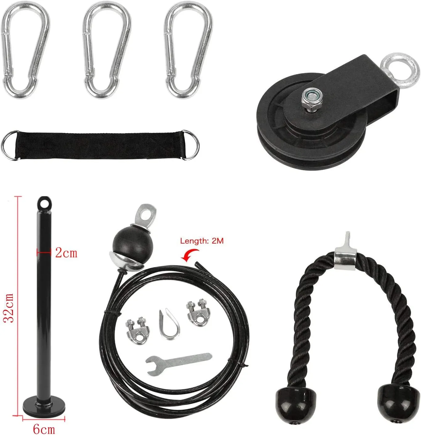 LFJ LAT Pull Down and Lift Weight Pulley System Cable Machine Pulley Attachment for Triceps Pull Down, Biceps Curl, Back, Forearm, Shoulder Home Gym Equipment