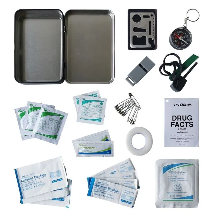 Life Gear First Aid & Survival Kit 32 Pack Black