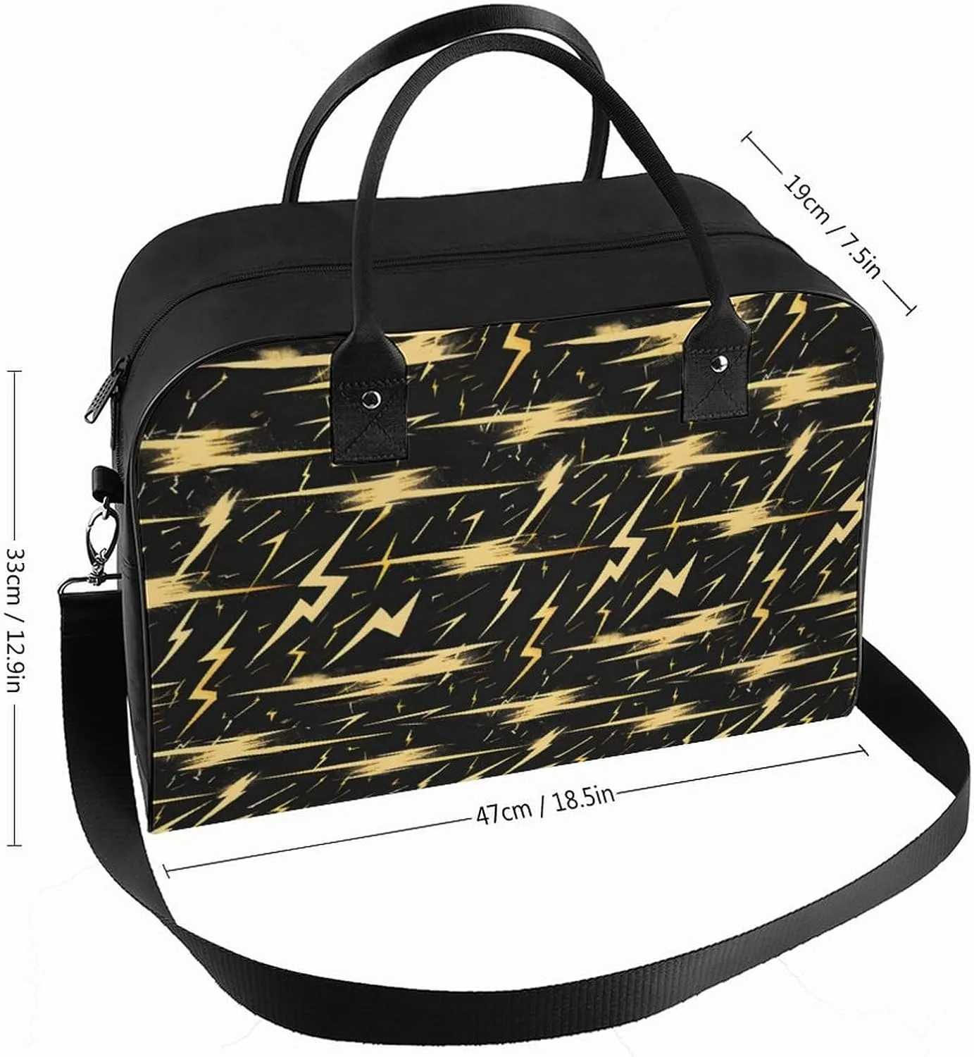 Lightning-black-background Women's Handbag Multi-Object Travel Bag Lightweight Carry-On Cross-Body Bag