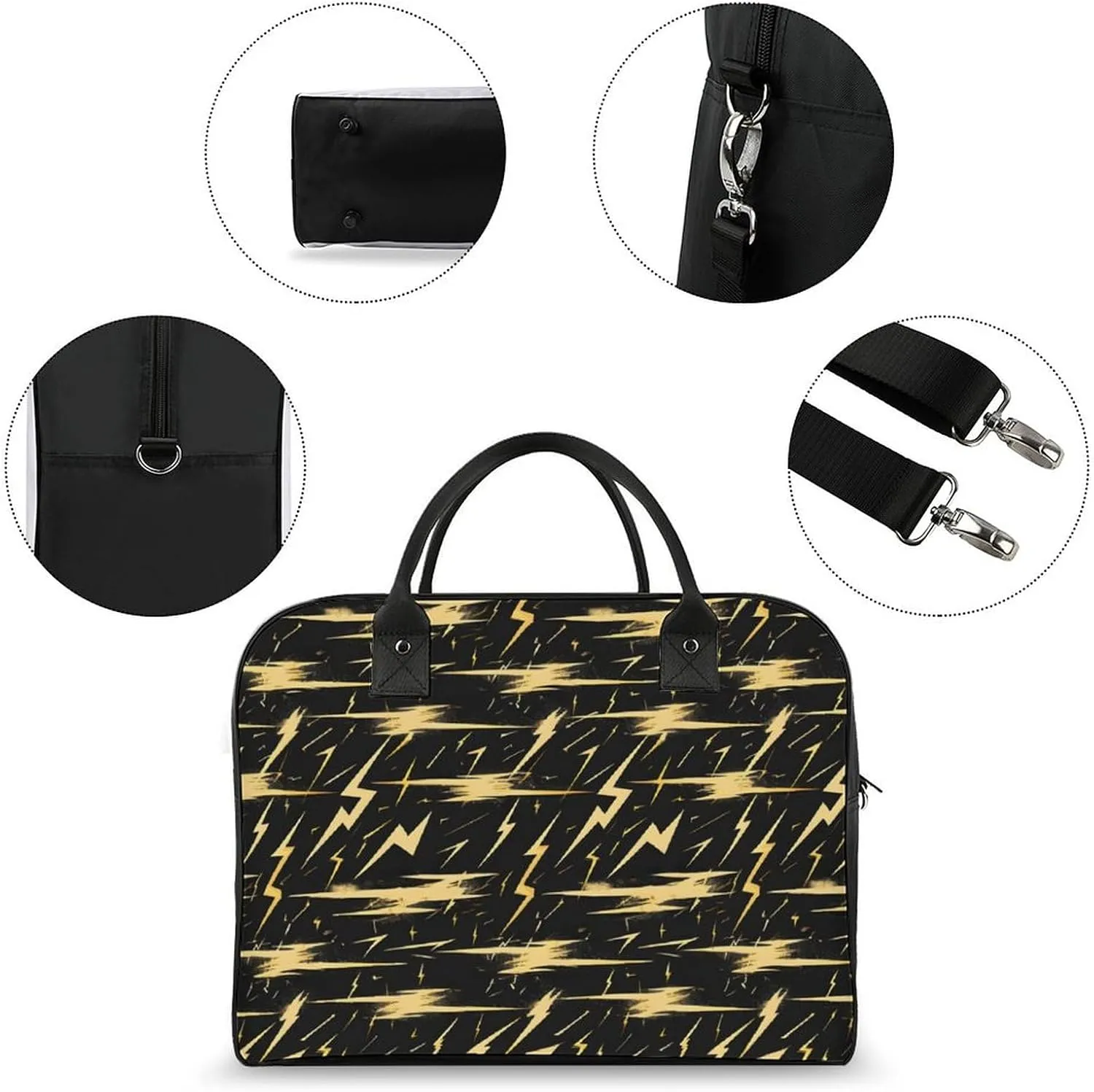 Lightning-black-background Women's Handbag Multi-Object Travel Bag Lightweight Carry-On Cross-Body Bag