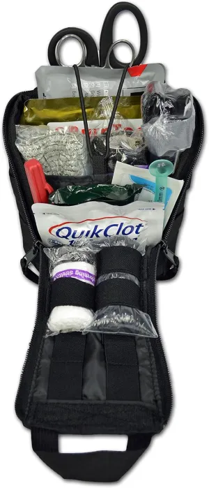 Lightning X Products Premium Nylon MOLLE Pouch Emergency Kit, Ideal for Tactical Medics, Military, Outdoor Enthusiasts (8" x 5.5" x 4", Black or Tan, Ideal for Gunshot Wounds and Bleeding Control)