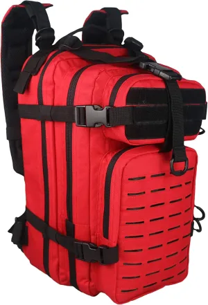 Lightning X TacMed First Responder Medic Backpack | Military Style MOLLE Day Pack   Dividers & Pockets for First Aid Supplies (Red)