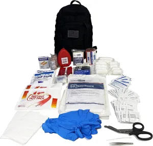 LINE2design Complete Molle Bag Kit - Emergency Survival First Aid Kit - Advanced Safety Rescue Outdoor EMS Bags Medical Supplies - Perfect Military Tactical Backpack - Black