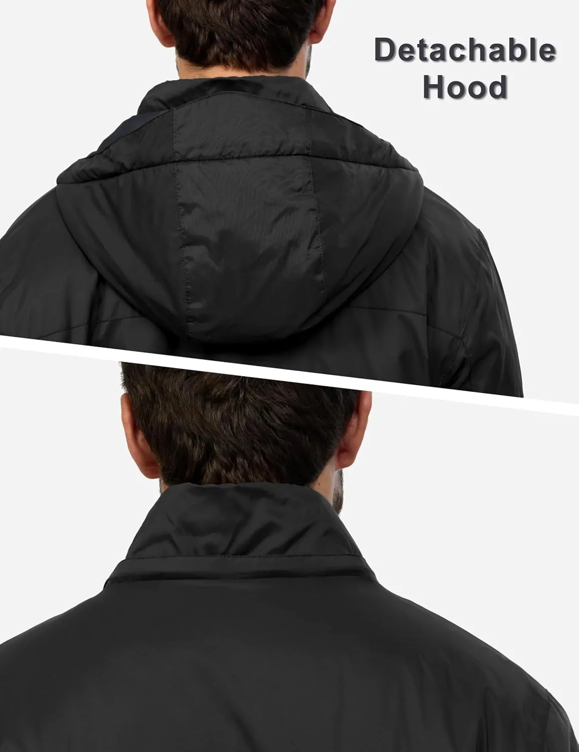 Little Donkey Andy Men's Winter Heat Reflective Jackets Water-Resistant Detachable hooded Insulated Thermal Ski Snow Coat