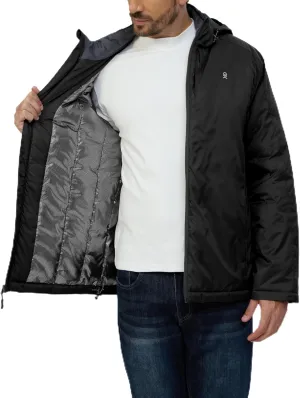 Little Donkey Andy Men's Winter Heat Reflective Jackets Water-Resistant Detachable hooded Insulated Thermal Ski Snow Coat