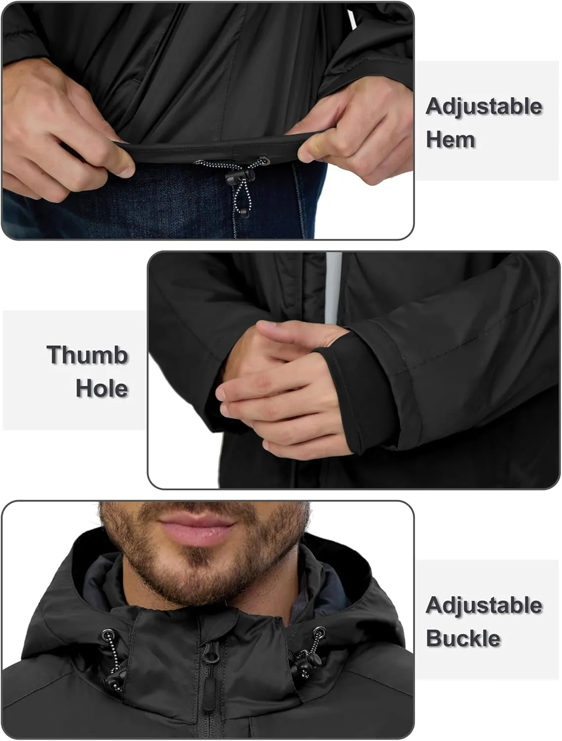 Little Donkey Andy Men's Winter Heat Reflective Jackets Water-Resistant Detachable hooded Insulated Thermal Ski Snow Coat