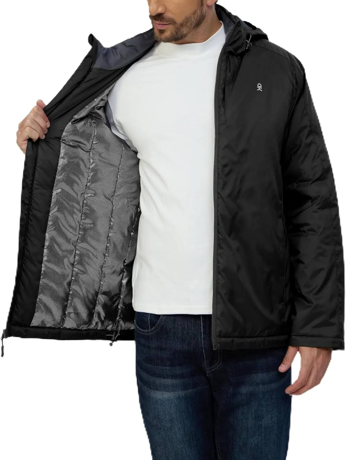 Little Donkey Andy Men's Winter Heat Reflective Jackets Water-Resistant Detachable hooded Insulated Thermal Ski Snow Coat