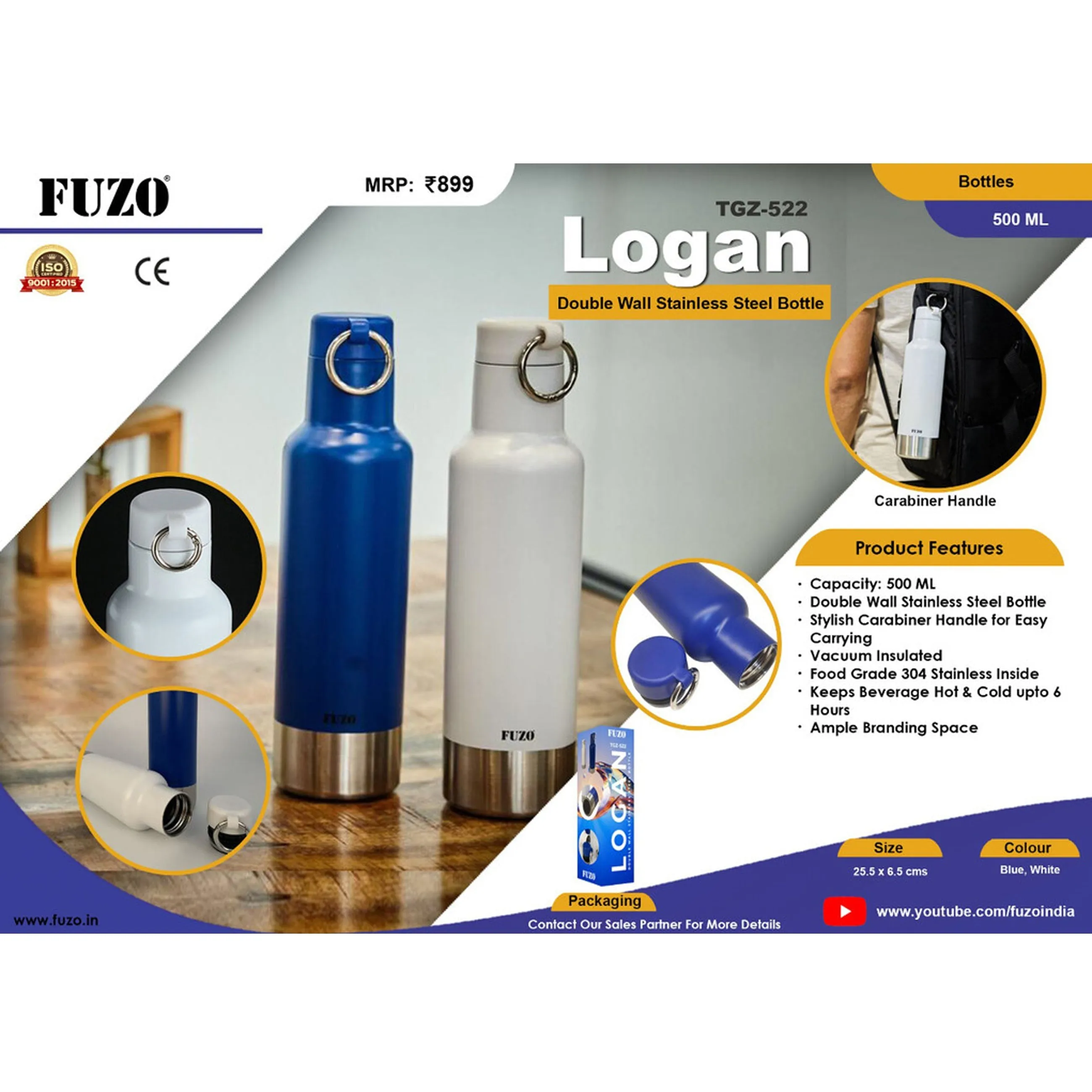 Logan Double Wall Station-less Steel Bottle - TGZ-522