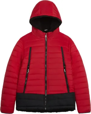 LONDON FOG Boys' Reversible Puffer-to-Sherpa Fleece Heavyweight Jacket