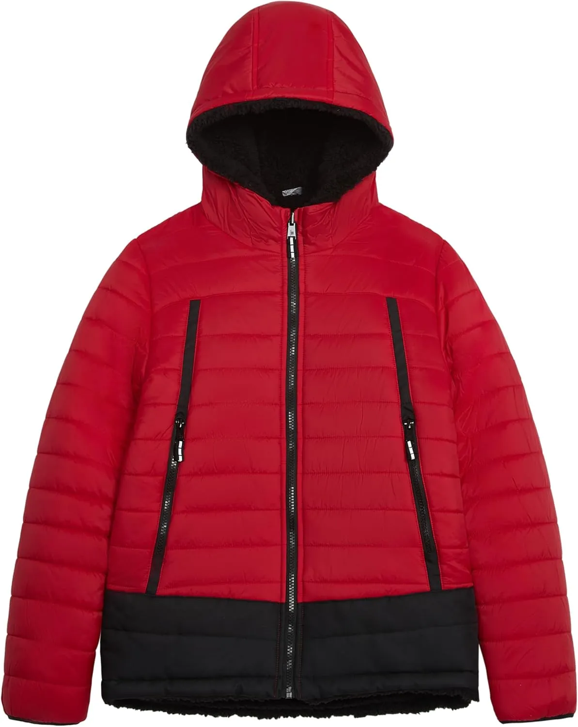 LONDON FOG Boys' Reversible Puffer-to-Sherpa Fleece Heavyweight Jacket