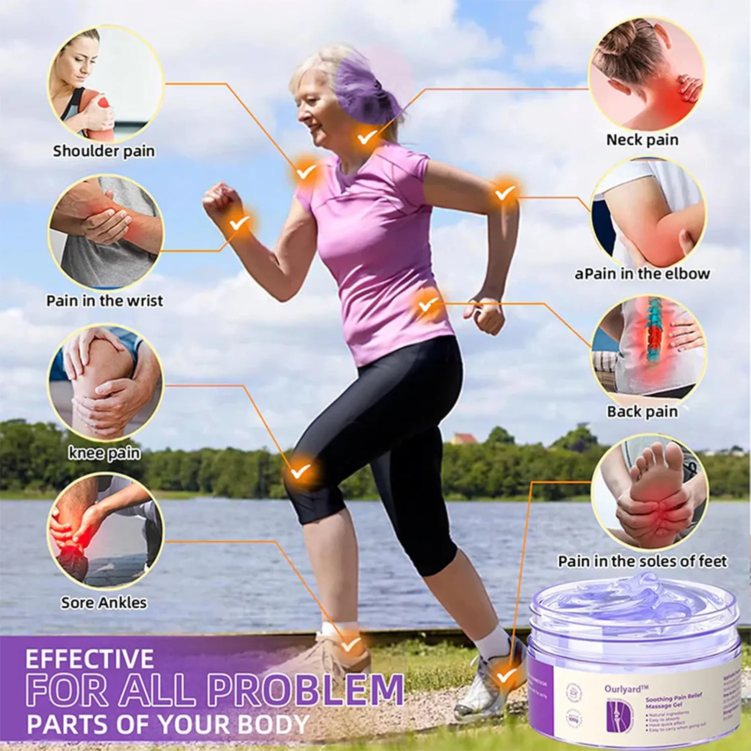 LOVILDS Turmeric & Emu Oil Arthritis Soothing Pain Relief Massage Gel, Joint Pain Relief Purple Gel, Joint Therapy Pain Relief Cream, Joint Pain Relief Cream for Back, Neck, Hands, Knee (1PC)