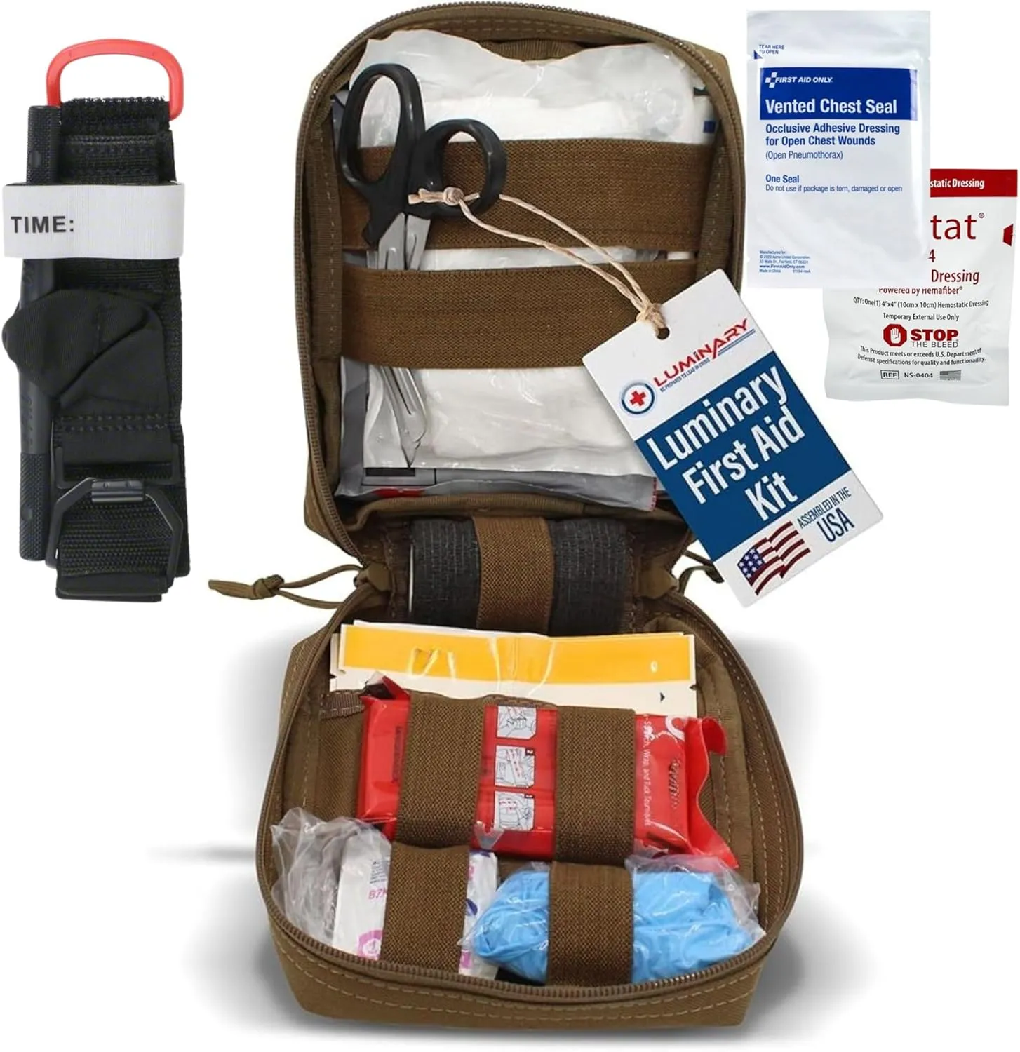 Luminary Bleeding Control Kit - Trauma Kit for Life-Threatening Emergencies - Stops The Bleeding - Ideal for First Responders, Military, & Outdoor Use - Fully Stocked Medical Items