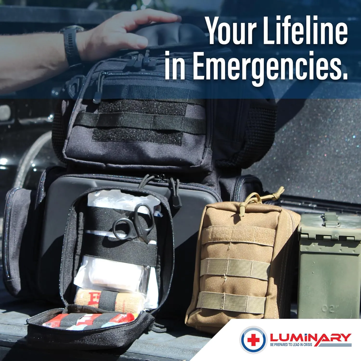 Luminary Bleeding Control Kit - Trauma Kit for Life-Threatening Emergencies - Stops The Bleeding - Ideal for First Responders, Military, & Outdoor Use - Fully Stocked Medical Items