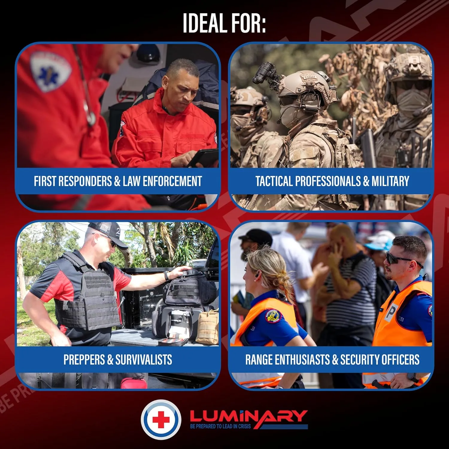 Luminary Bleeding Control Kit - Trauma Kit for Life-Threatening Emergencies - Stops The Bleeding - Ideal for First Responders, Military, & Outdoor Use - Fully Stocked Medical Items