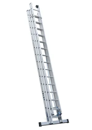 Lyte NHT EN131 Professional 3 Section Rope Operated Extension Ladder - 3 x 19 Rungs