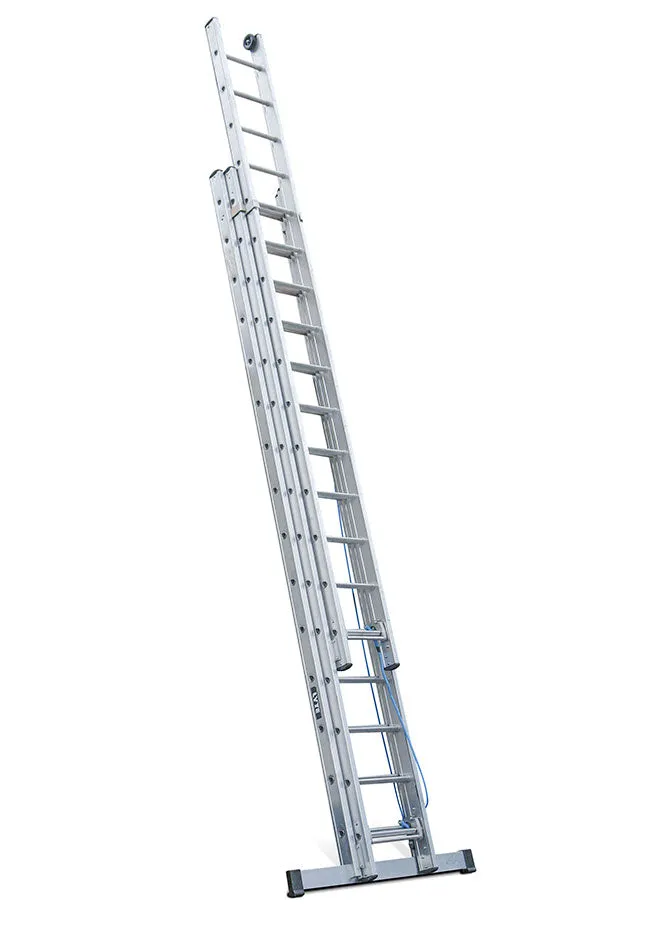 Lyte NHT EN131 Professional 3 Section Rope Operated Extension Ladder - 3 x 19 Rungs