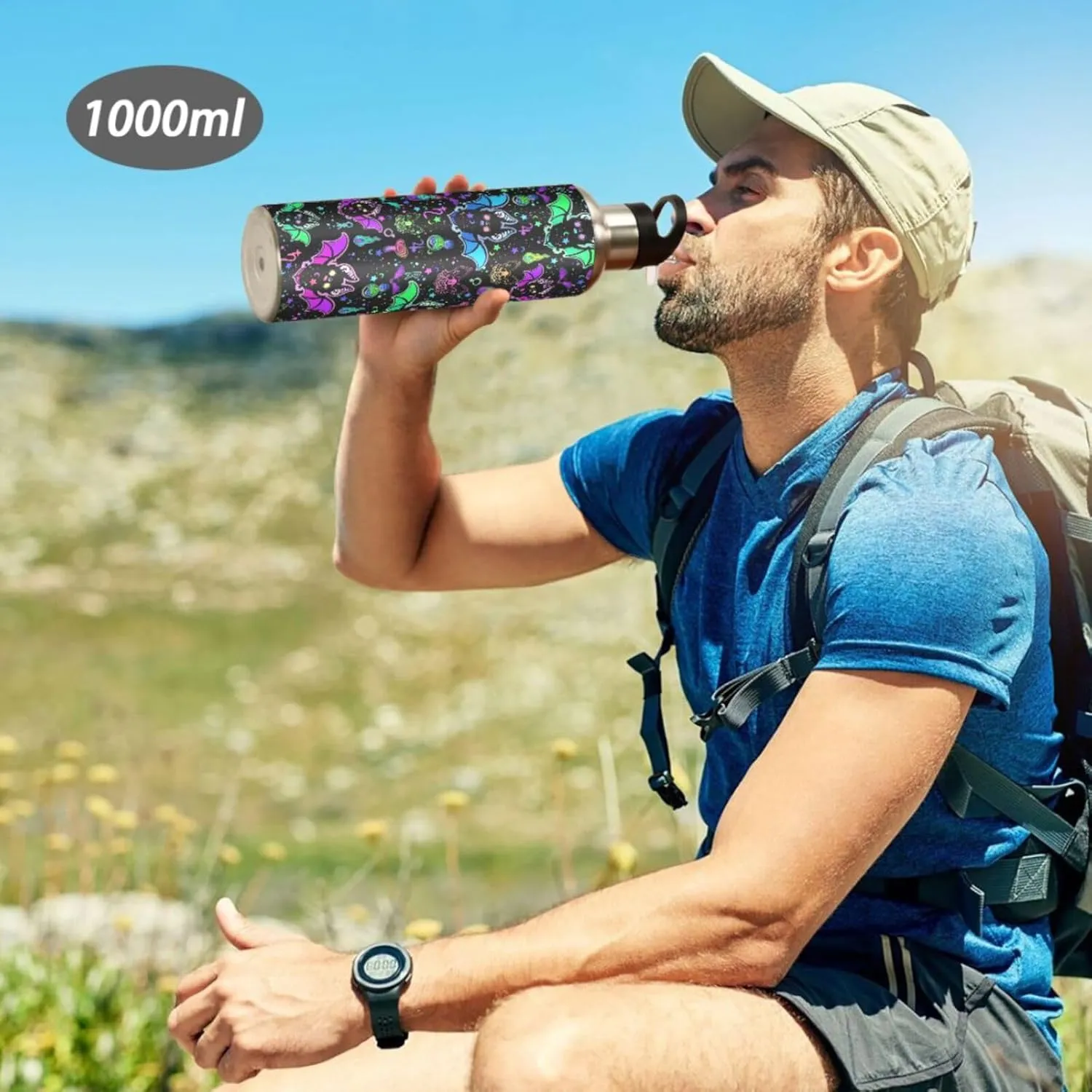 Magic Bat Stainless Steel Water Bottle with Straw Lid - 20 Oz Sports Insulated Water Bottle Thermos for Sport Gym Outdoor Travel School (07-B13)