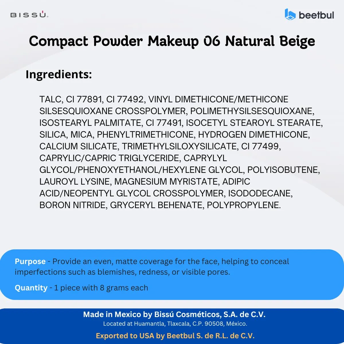 Makeup & Exfoliation Kit - Bissú Compact Powder   1 Medium Velvet Puff   2 Finger Puffs   1 Facial Exfoliating Sponge (06 Natural Beige, One Size)