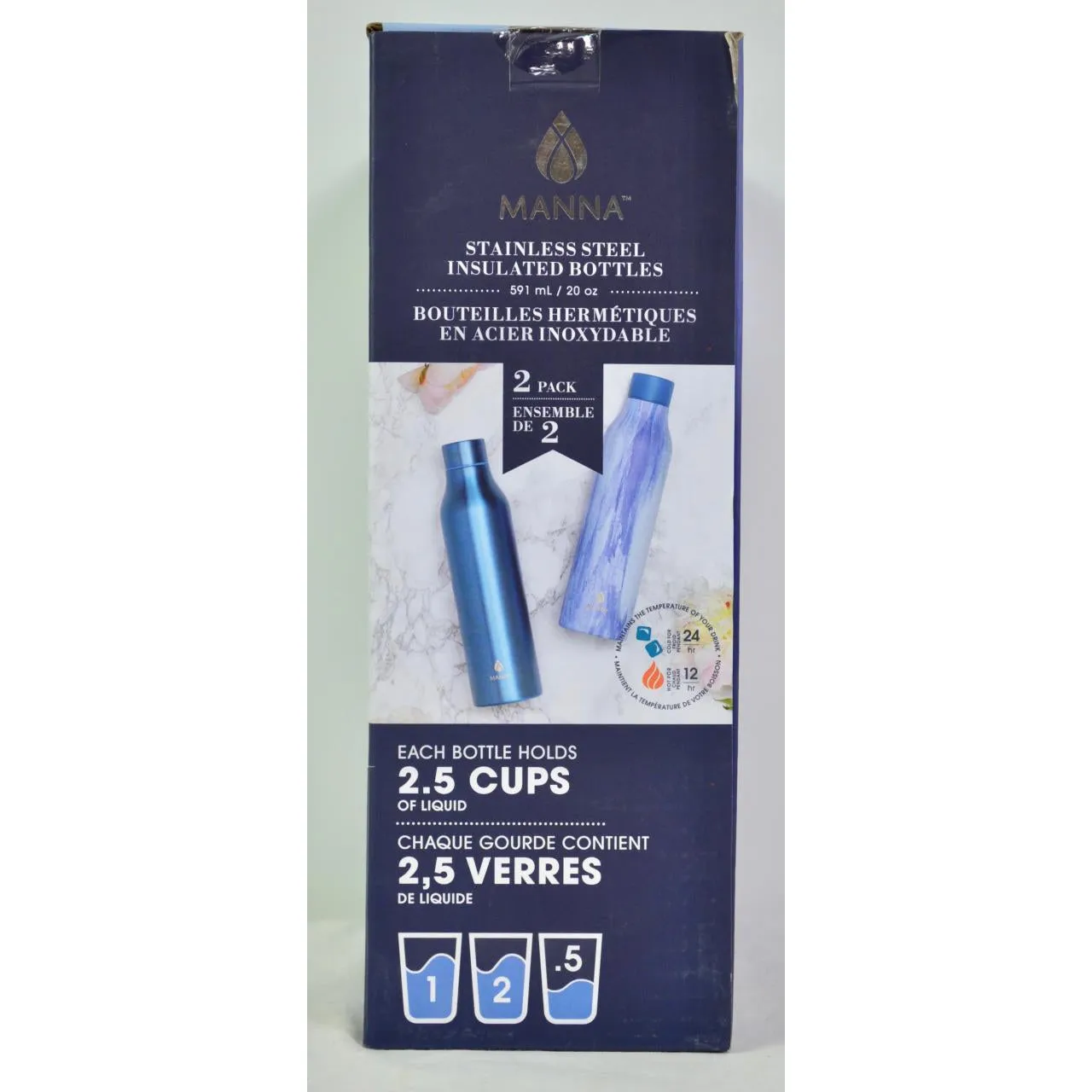 Manna Stainless Steel Insulated 20oz Bottles 2 Pack