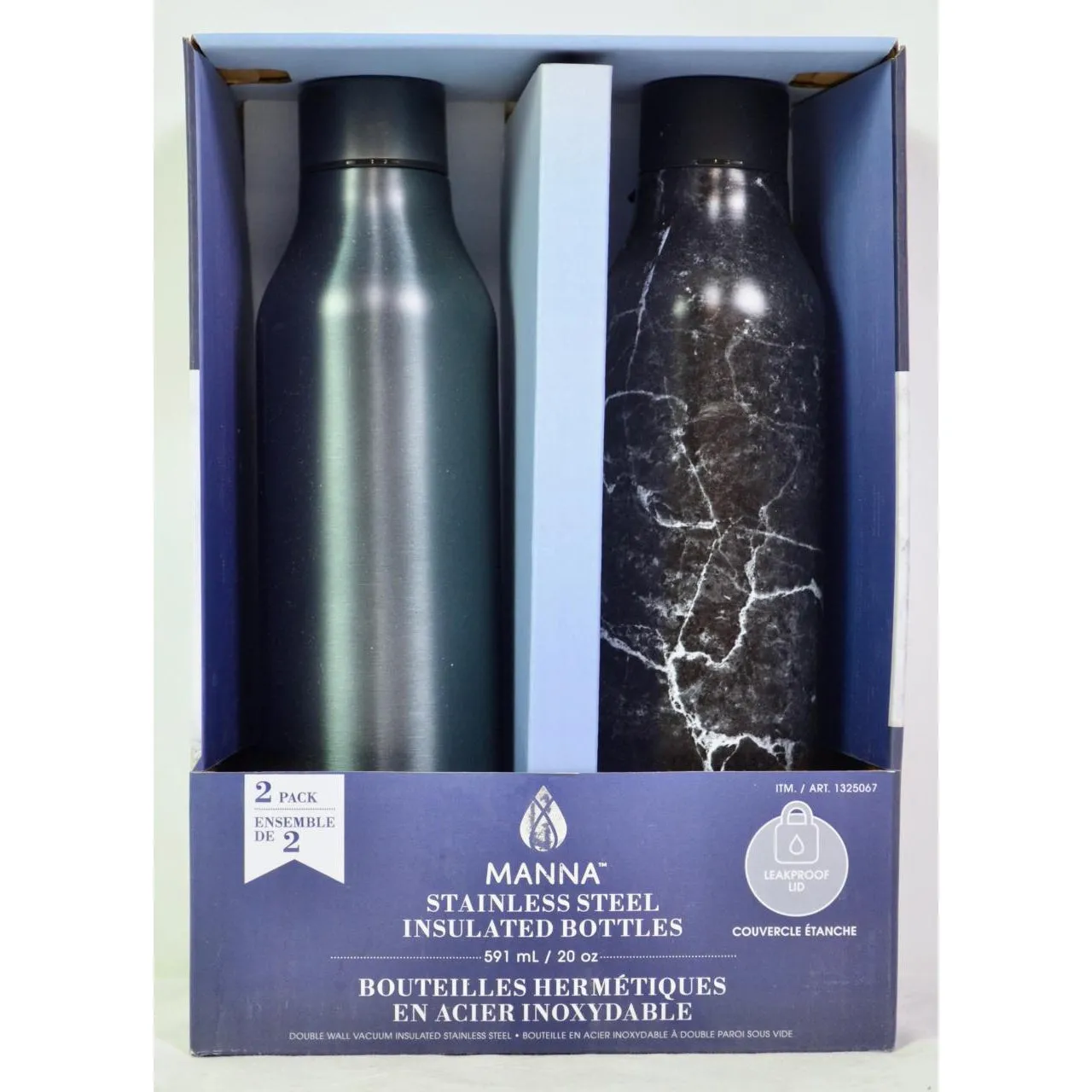 Manna Stainless Steel Insulated 20oz Bottles 2 Pack