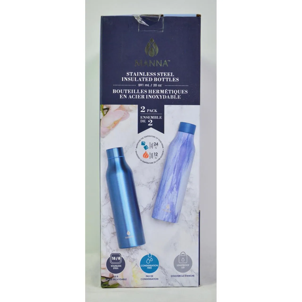 Manna Stainless Steel Insulated 20oz Bottles 2 Pack