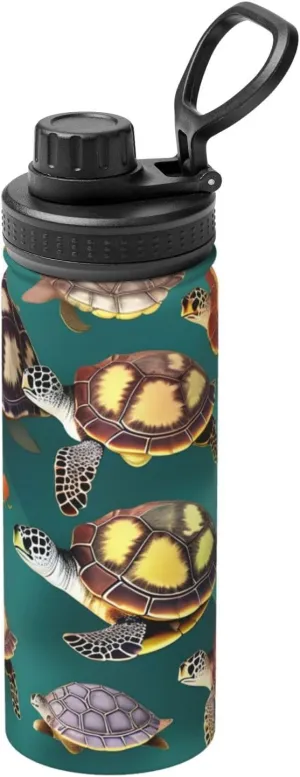 many Animals Sea Turtles Sports Insulated Water Bottle - Premium 18 oz. Stainless Steel Hydration Bottle for Outdoor Enthusiasts