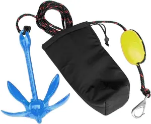 Marine Kayak Anchor Portable Folding Grapnel Kayak Anchor Kit (1.5lb) with 30 ft Marine Rope