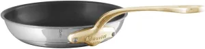 Mauviel M'Cook B 5-Ply Polished Stainless Steel Nonstick Round Frying Pan With Brass Handle, 10.2-in, Made In France