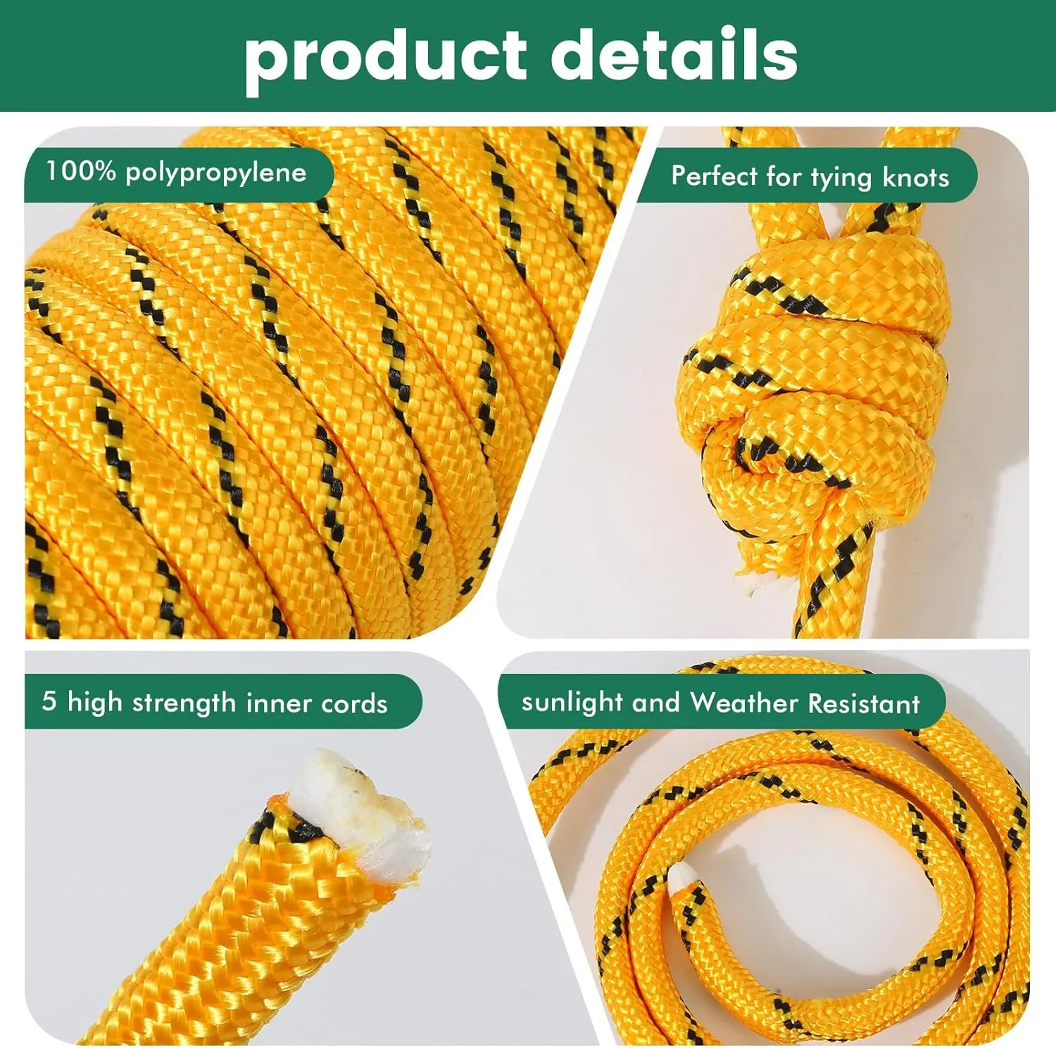 MaxxHaul 50229 3-Pack of 1/4" x 25' 3/8" x 50' 1/2" x 100' Diamond Braided Rope Extra Strength-Sunlight and Weather Resistant, Multicolor