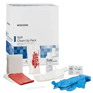 McKesson Bloodborne Pathogen Spill Kit [1 Kit]– Bodily Fluid Clean-Up Pack with Gloves, Hand Wipes, Disinfectant & Fluid Solidifier – First Response Spill Kit for Workplace, School & Medical Use
