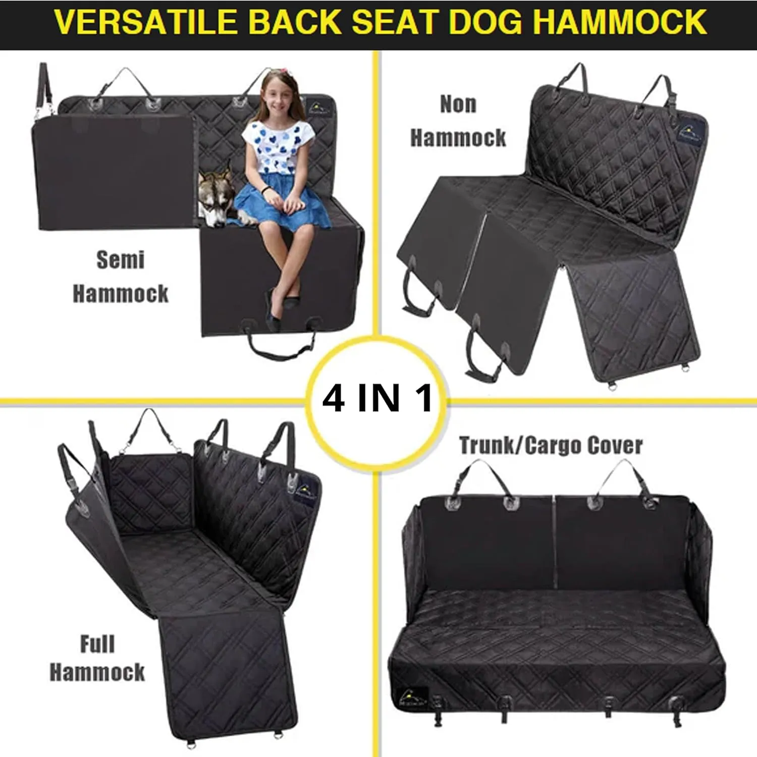 Meadowlark X-Large Heavy Duty Dog Seat Cover - Extra Padded Non-Slip Dog Hammock, Water-Resistant Back Seat Protector for Cars, Trucks and SUVs (64' W x 60" L)