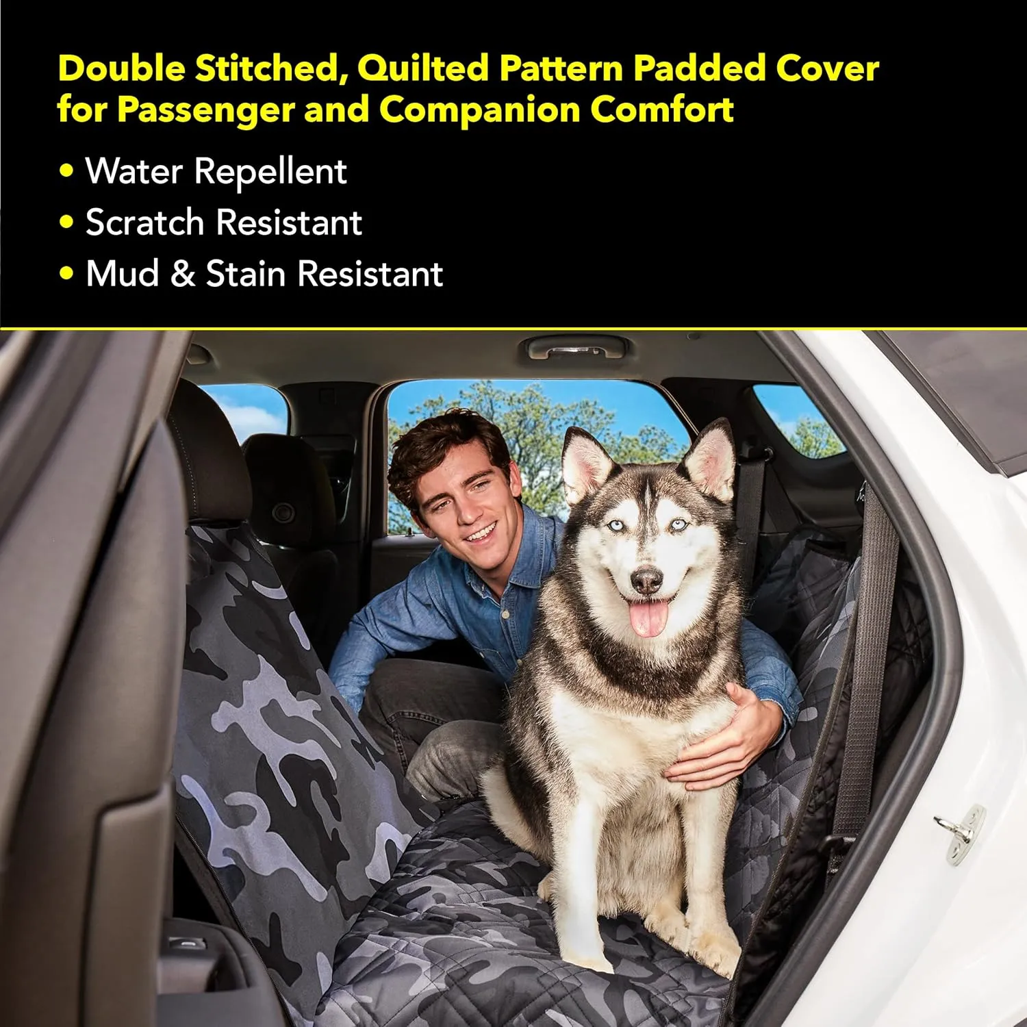 Meadowlark X-Large Heavy Duty Dog Seat Cover - Extra Padded Non-Slip Dog Hammock, Water-Resistant Back Seat Protector for Cars, Trucks and SUVs (64' W x 60" L)
