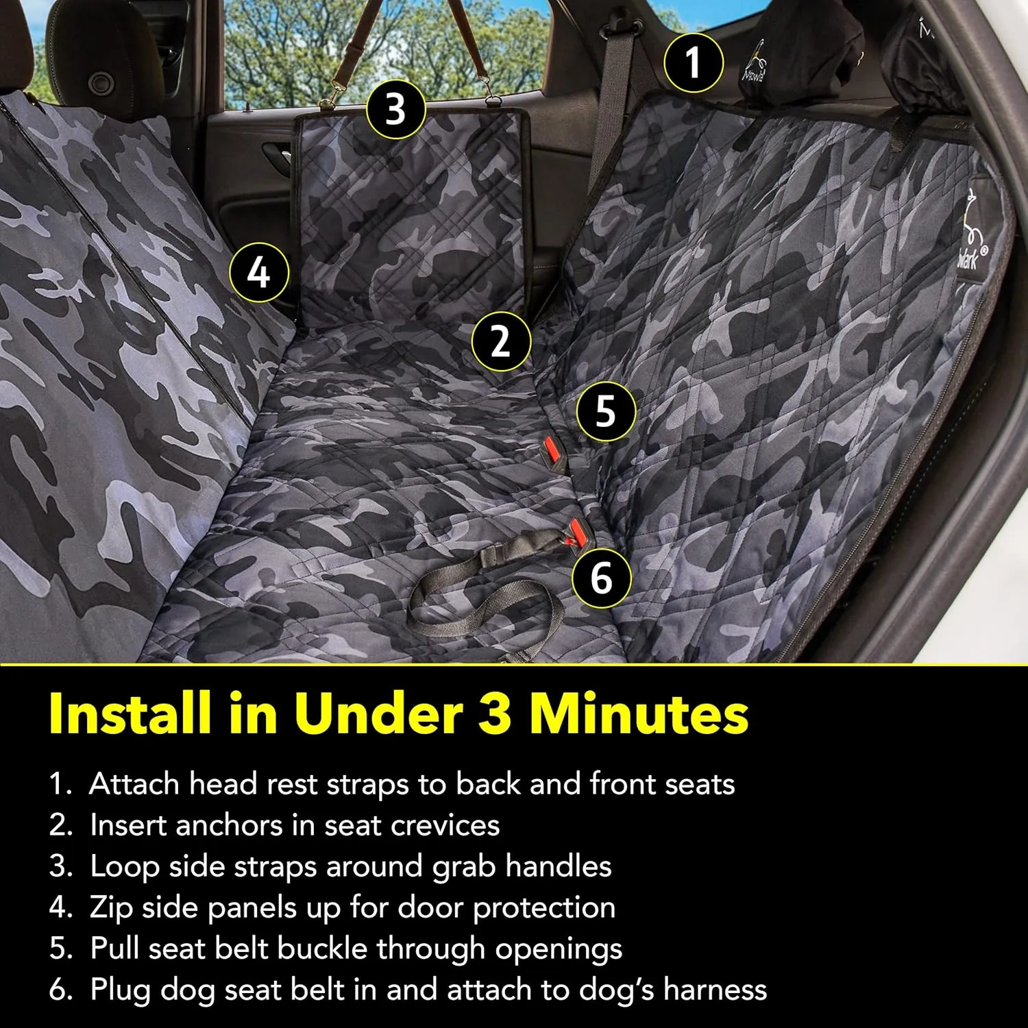 Meadowlark X-Large Heavy Duty Dog Seat Cover - Extra Padded Non-Slip Dog Hammock, Water-Resistant Back Seat Protector for Cars, Trucks and SUVs (64' W x 60" L)
