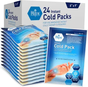 MED PRIDE 24-Pack Emergency Ice Packs, First Aid Instant Cold Pack 6x9 Inch for Pain Relief, Swelling, Sprains, Muscle Strains, Toothache, Ice Pack for First Aid Kit