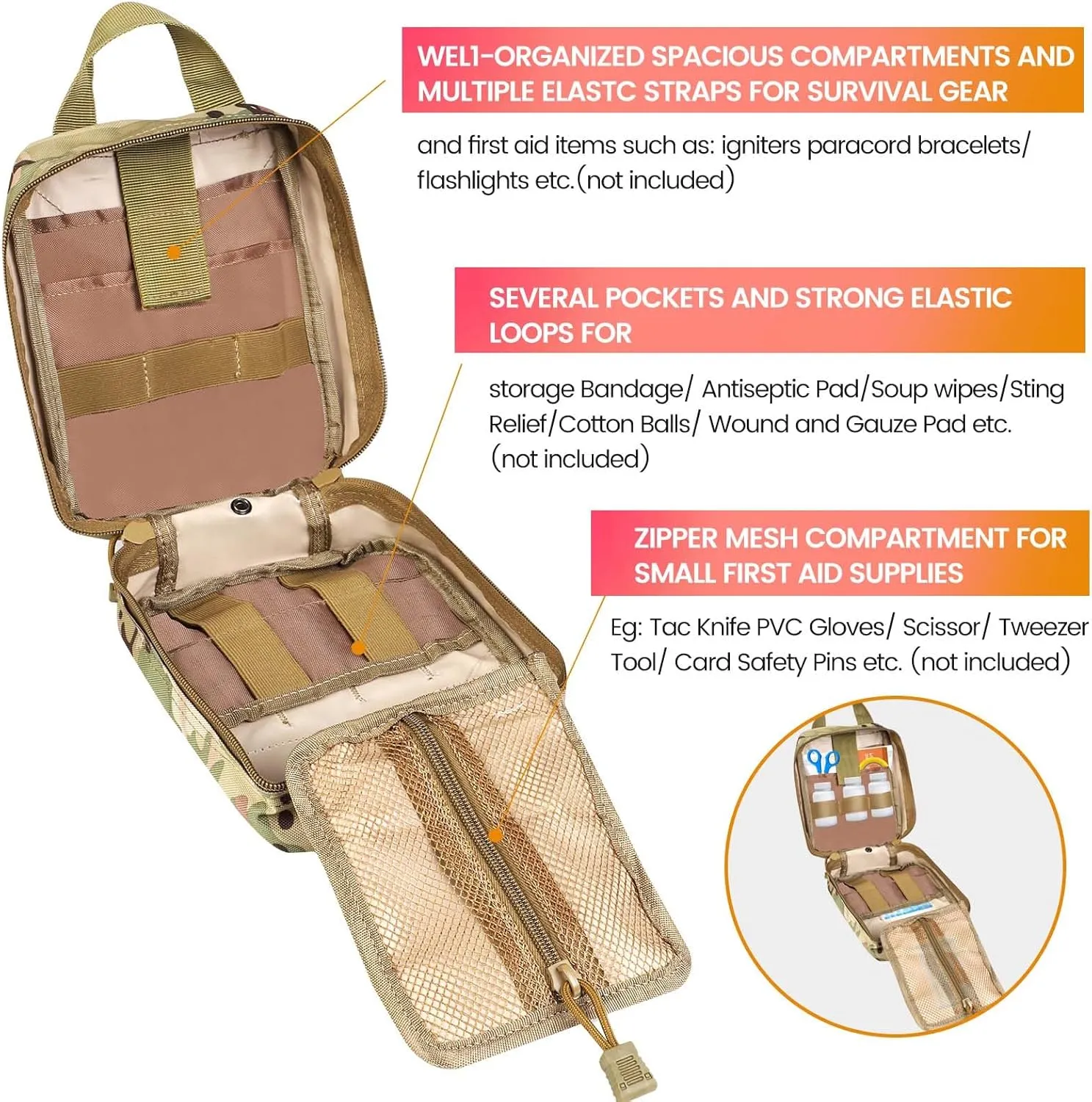 Medical Molle Pouch Tactical - 1000D Nylon First Aid Pouch, Big Capacity EMT Pouch Utility, Heavy Duty Military Grade Rip-Away Ifak Pouch for Home and Outdoor Activities（Bag Only