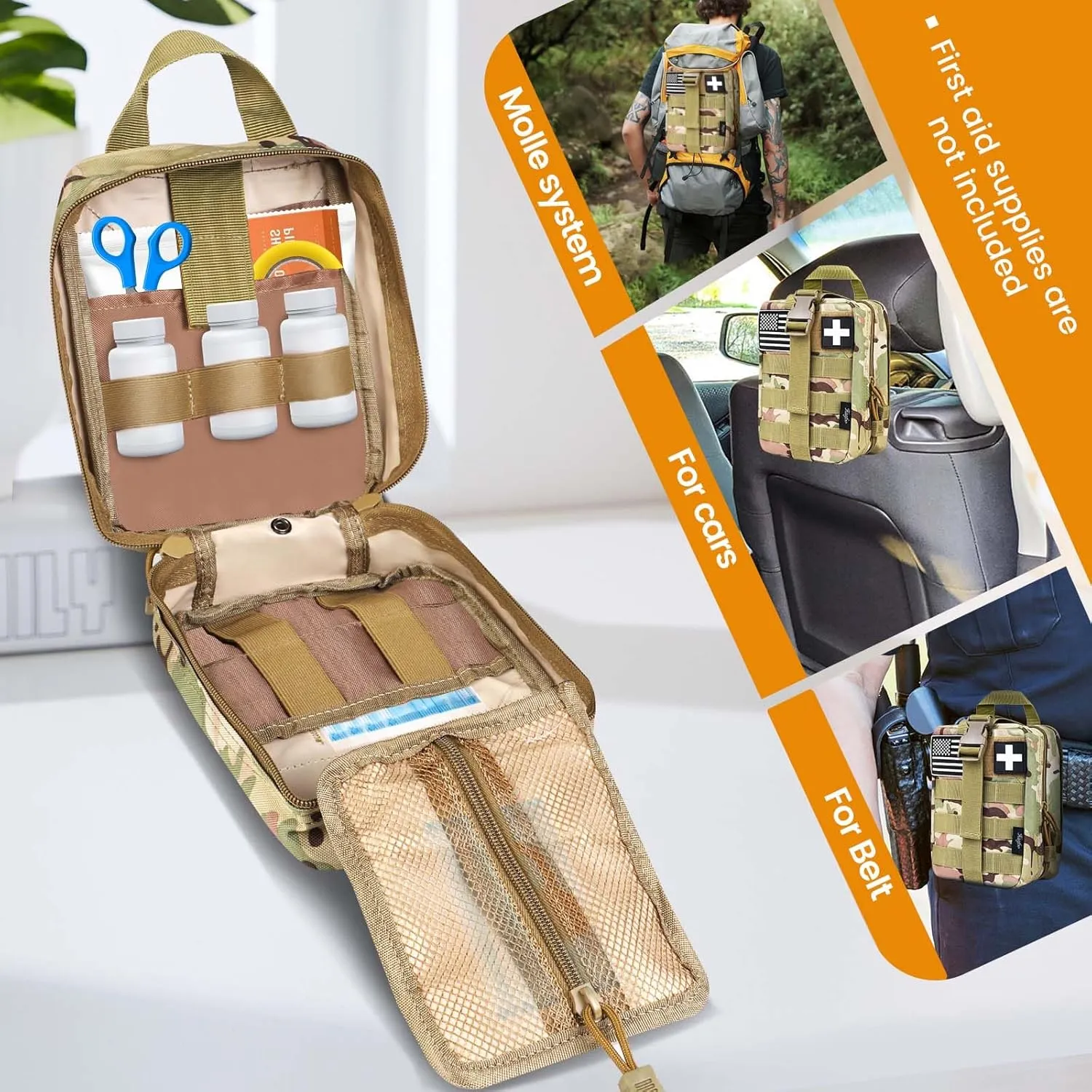 Medical Molle Pouch Tactical - 1000D Nylon First Aid Pouch, Big Capacity EMT Pouch Utility, Heavy Duty Military Grade Rip-Away Ifak Pouch for Home and Outdoor Activities（Bag Only