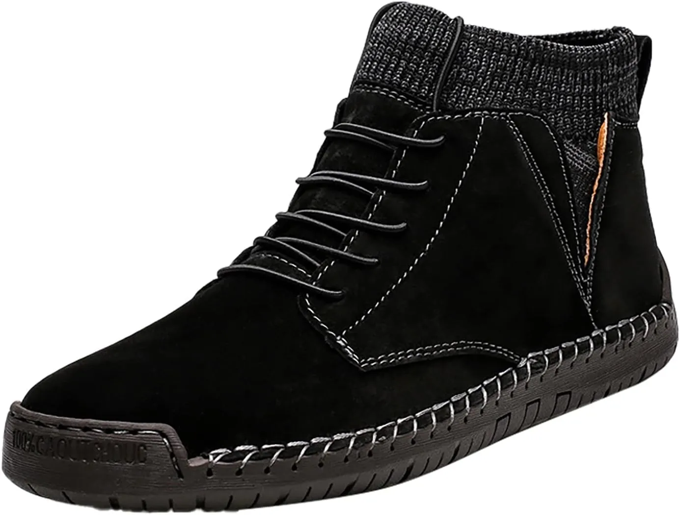 Men's Classic Suede Ankle Boots Lace Up Elastic Winter Boots Soft Flat Soled Walking Boots Mens Shoes 501 Sneaker