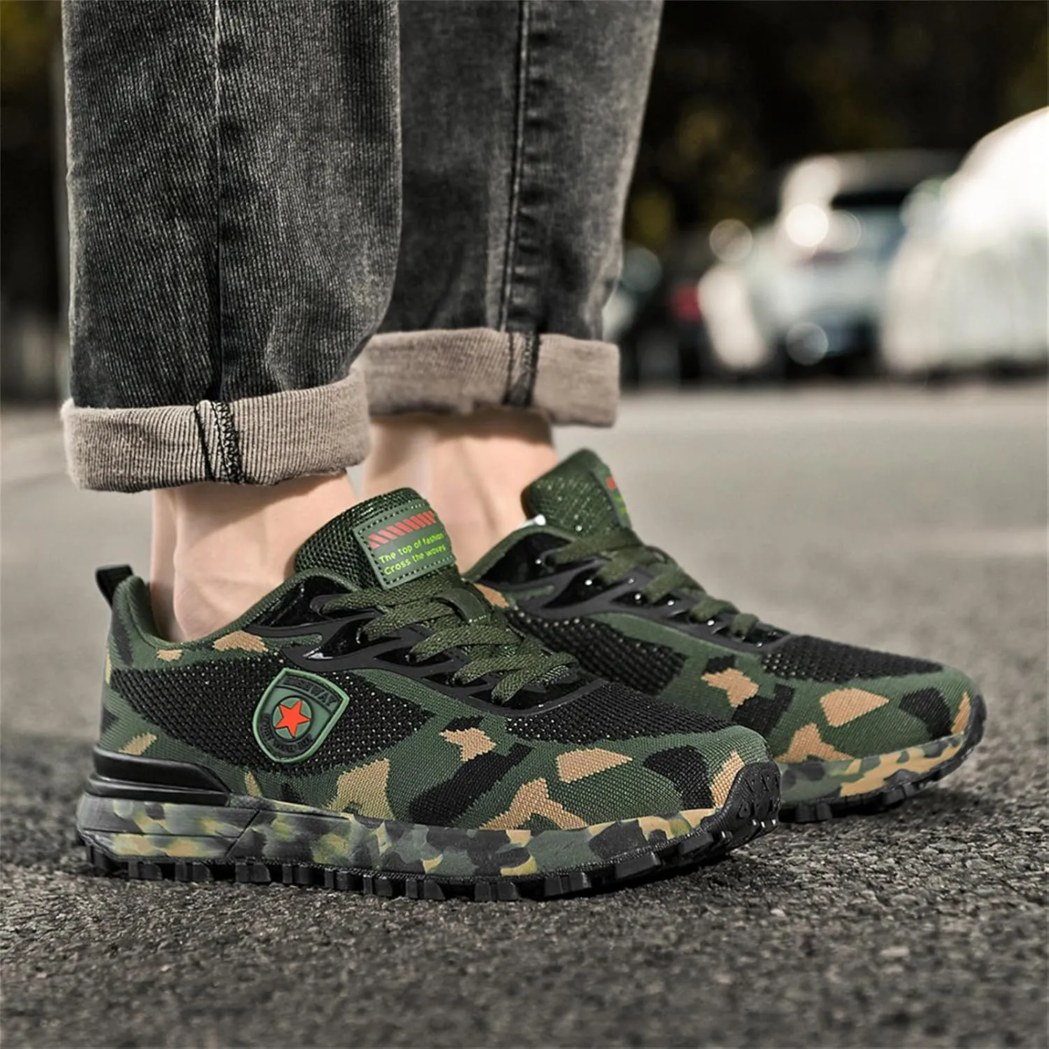 Men's Cross Country Running Shoes for Outdoor Climbing Hiking Casual Training Camouflage Shoes