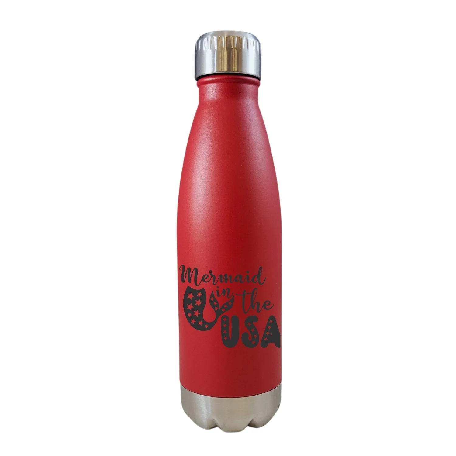 Mermaid In The USA Patriotic Theme Red 17oz Water Bottle LA5107