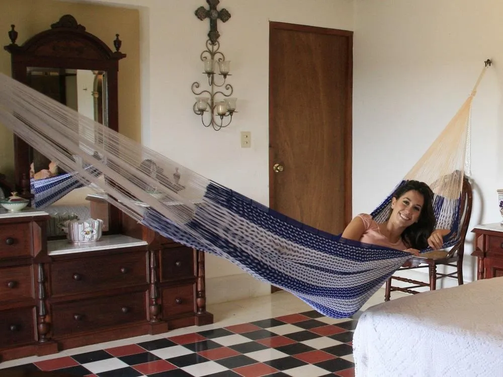 Mexican Hammock - Blue and White