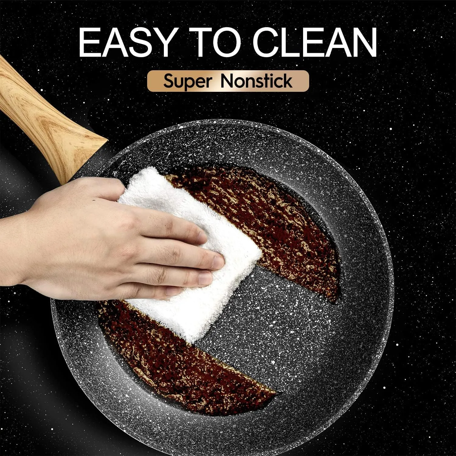 MICHELANGELO 8 Inch Nonstick Frying Pan with Lid, Non Stick Small Frying Pan with Non-Toxic Coating, Non-Stick Skillet with Ergonomic Handle, All Cooktops Compatible, Black