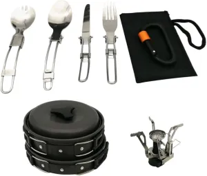 Milisten Portable Camping Cookware Set Compact Outdoor Hiking Cookware Stainless Steel Pan Set
