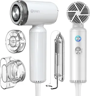 Mini Hair Dryer, High-Speed Blow Dryer with 110,000RPM Brushless Motor, Magnetic Diffuser, Negative Ionic Technology for Fast Drying, Compact & Lightweight for Home & Travel (White)
