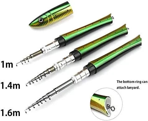 Mini Portable Fishlike Fishing Rod Telescopic Fishing Pole Kit with Fishing Rod and Spinning Reel Combo Kit for Saltwater Freshwater