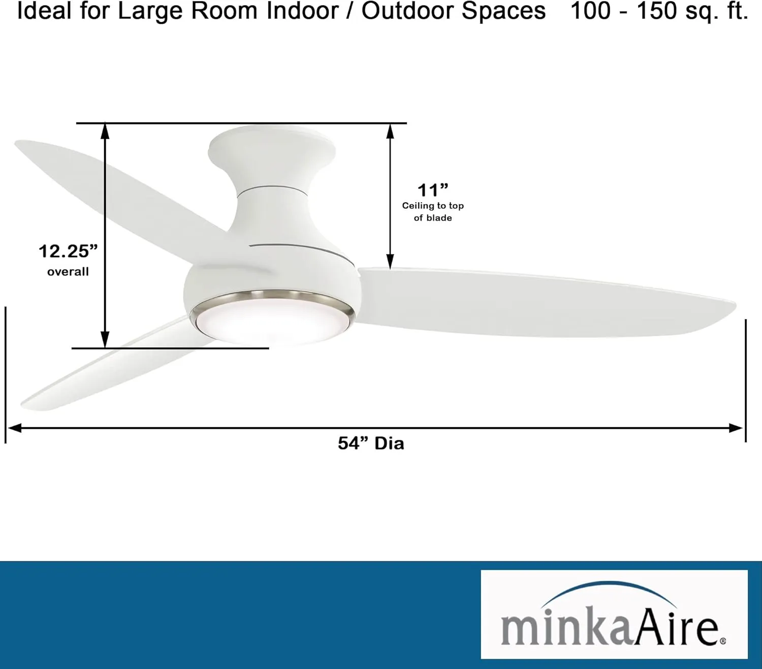 MINKA-AIRE Concept III 54" Hugger Ceiling Fan with LED Light Kit in White Finish, F467L-WH